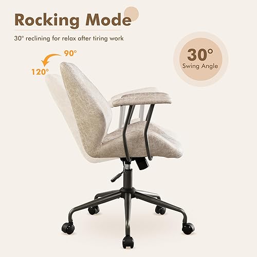 Miniatura 6 de Silla de oficina con respaldo medio, silla ejecutiva moderna de mediados de siglo, soporte lumbar, silla de escritorio ergonómica para oficina