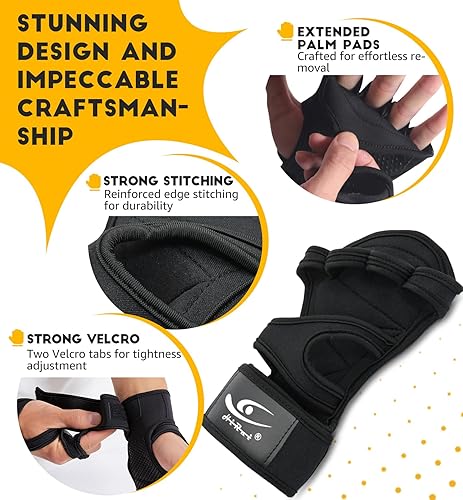 Miniatura 5 de HiRui Guantes de entrenamiento ventilados para hombres y mujeres, muñequeras integradas y silicona antideslizante en la palma para evitar callos,