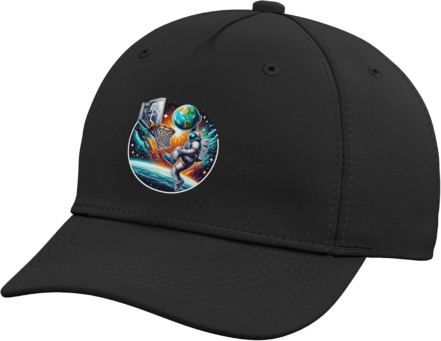 Astronaut Slam Dunking Planet Earth Basketball Lover Adjustable Baseball Hat