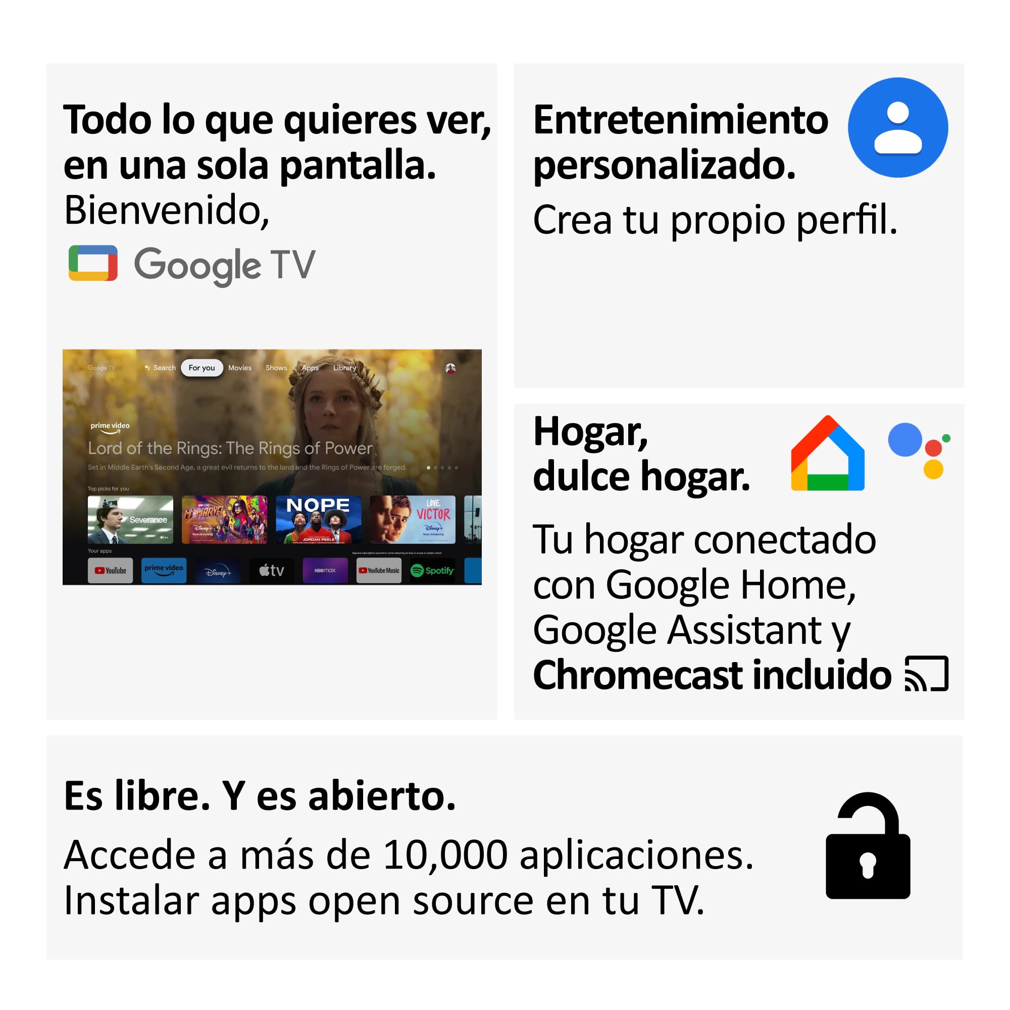 Haier QLED 4K UHD H55S80EUX - Smart TV 55", Google TV, Dolby Audio, HDR 10, Smart Remote Control, Google Assistant, Bluetooth 5.1, DBX TV, HDMI 2.1 x 4, Sin Marcos, 2024