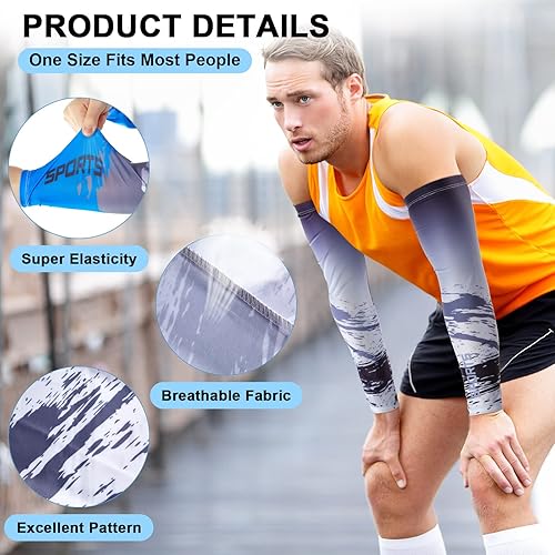Miniatura 3 de Zhanmai 8 pares de mangas de brazo de protección solar UV para hombres y mujeres, cubierta de brazo de compresión