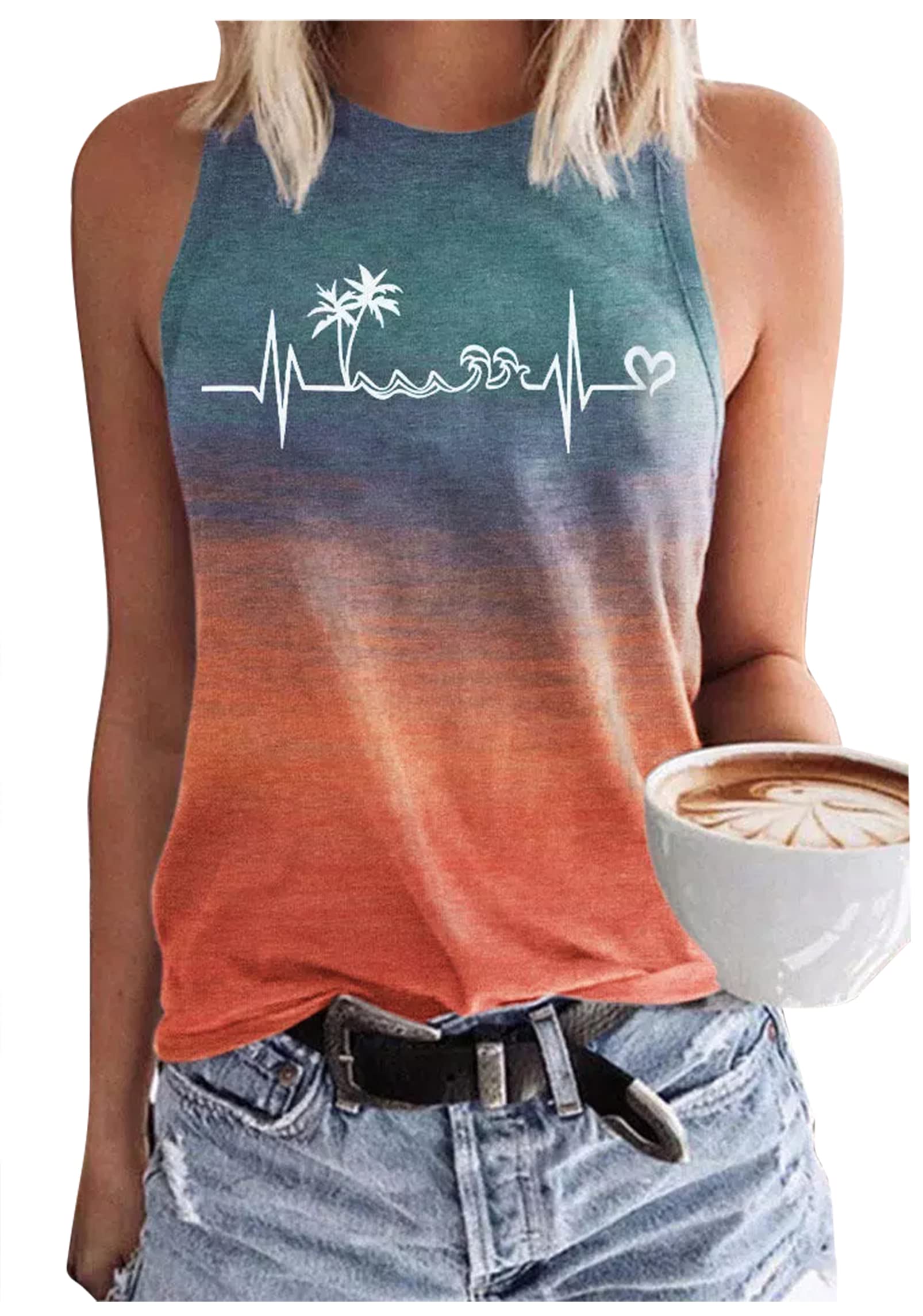 Tank Tops for Women Summer Tank Tops Racerback Boho Graphic Tank Tops Womens Tops Dressy Casual Sleeveless Tops Trendy