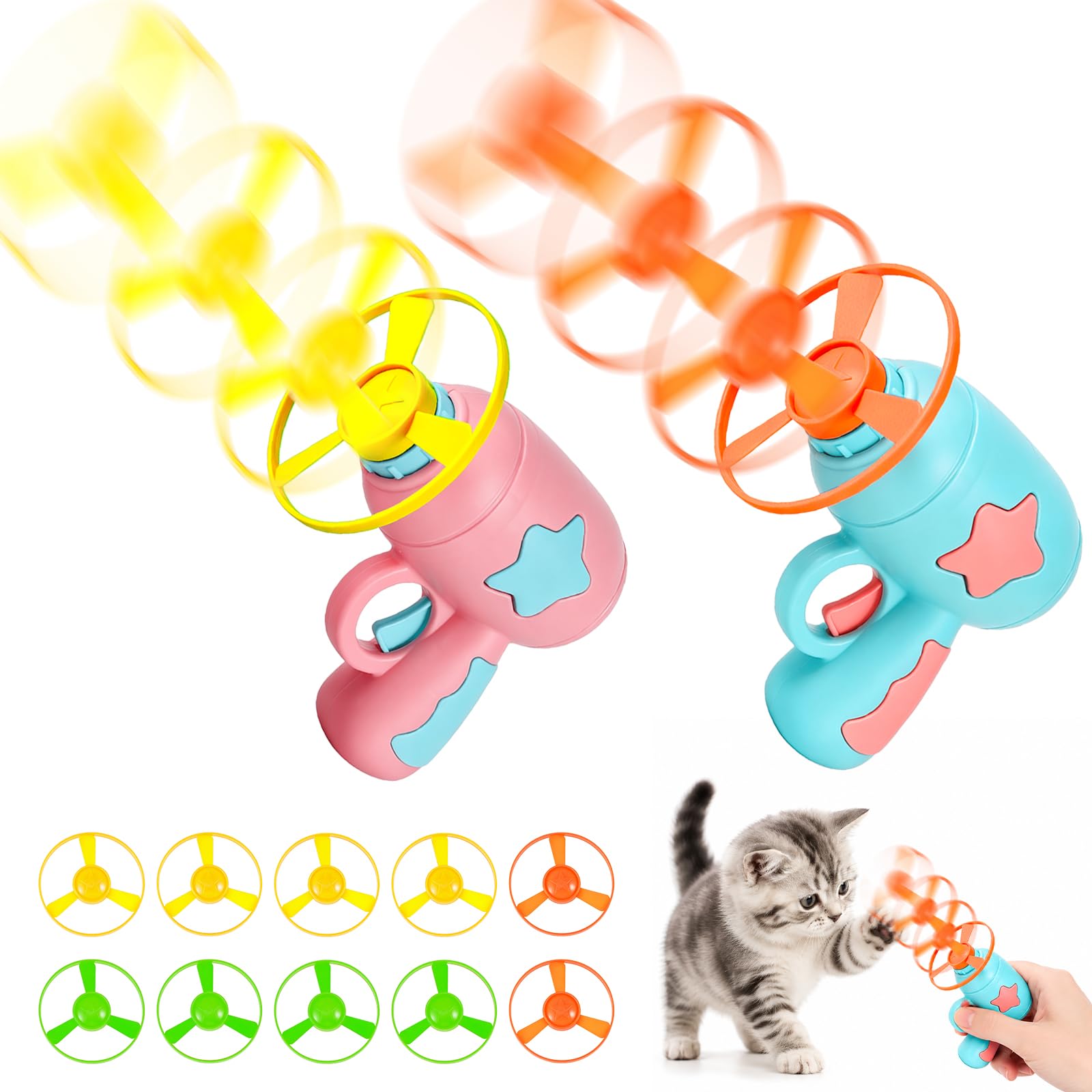 Heropen Interactive Cat Toy Flying Disc Launcher for Kitten Small Dog