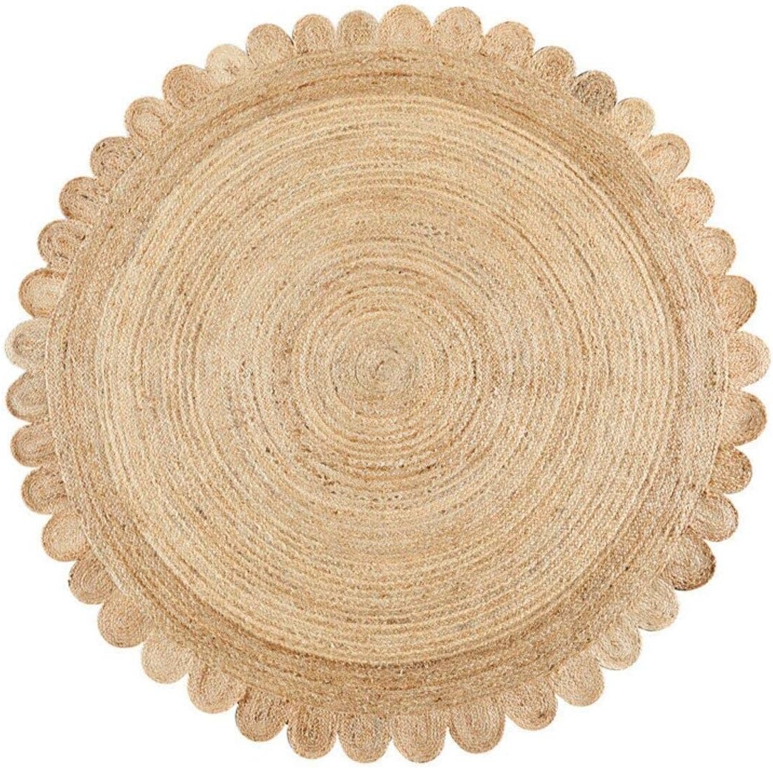 Generic 4X4, 5X5, 6X6,Feet Natural Jute Scallop Round Rug