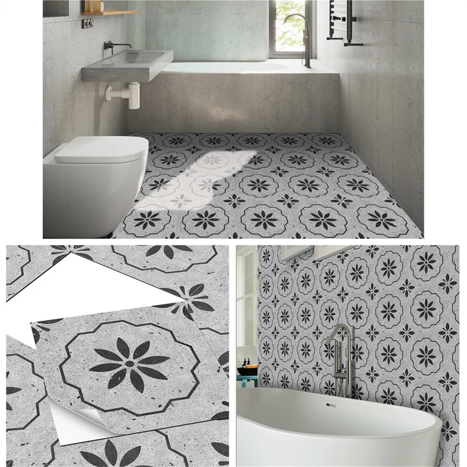 Pavimento Pvc Adesivo for piastrelle for pavimenti autoadesivo da 30x30 cm, impermeabile, antiscivolo, for bagno. Decorazione for la stanza.(Style20,30x30cmx5pcs)