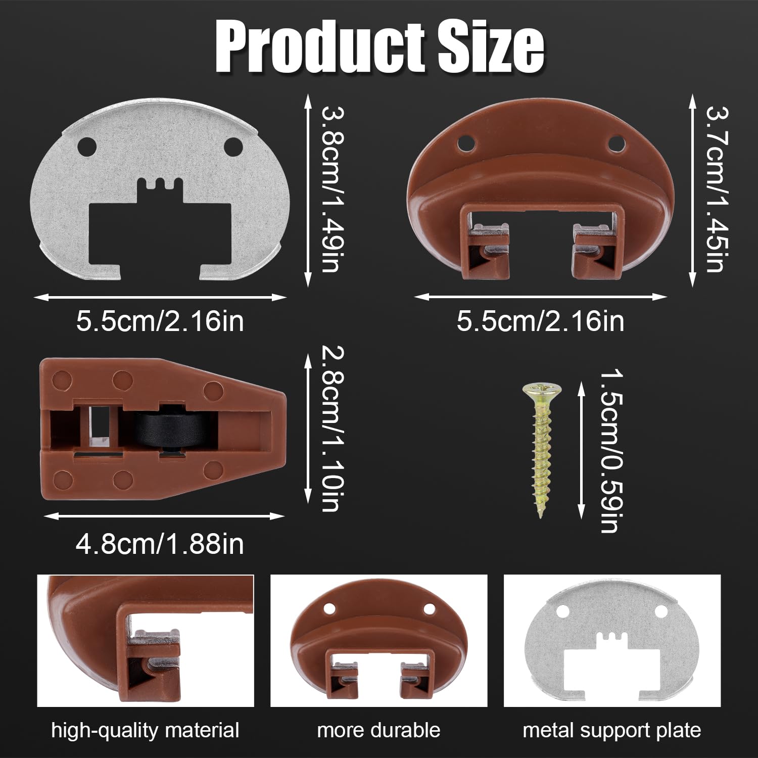 6 Sets Drawer Guide Kit, for Kenlin Rite-Trak II Enhanced Commercial Slide-in Drawer Slides Replacement Dresser Drawer Slides Repair Kit with Metal Backing and Roller