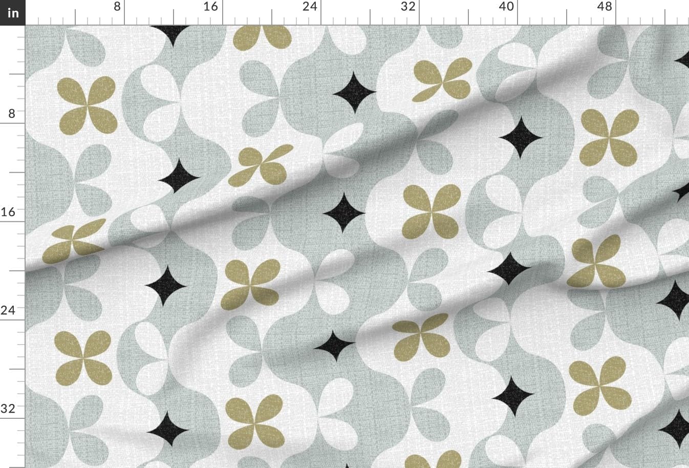 Spoonflower Fabric - Scandi Mid Century Modern Diamond Curves Petal Geometric MCM Sixties Printed on Seersucker Fabric Fat Quarter - Sewing Lining Apparel Fashion Blankets Decor