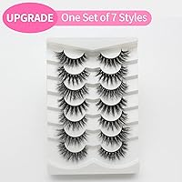 Vista 2 de Pestañas postizas 3D hechas a mano, aspecto natural, paquete de 7 pares, pestañas largas, dramáticas, reutilizables, suaves, esponjosas