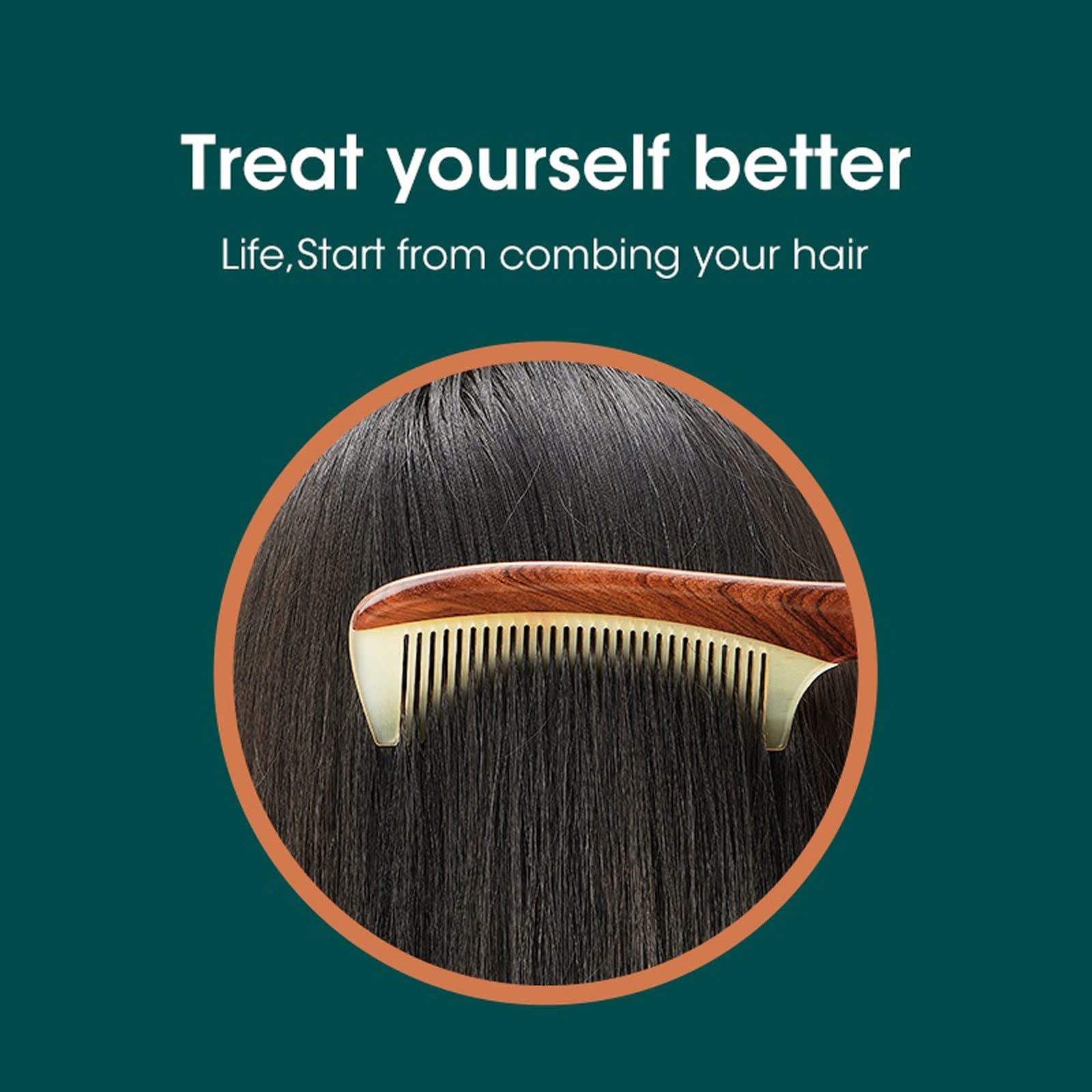 DieffematicSZ Grzebień Natural wood with corner splicing structure fine-toothed hair comb anti-static head acupoint massage gift