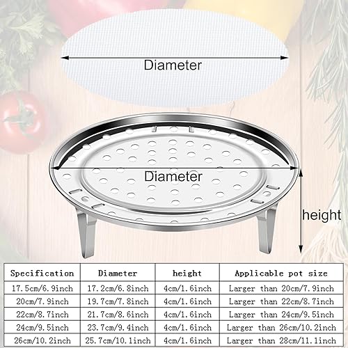 Miniatura 2 de Rejilla Redonda para Vaporera 1 pieza con Revestimientos de Silicona, Canasta Vaporera de Alimentos de Acero Inoxidable con Soporte Removible para