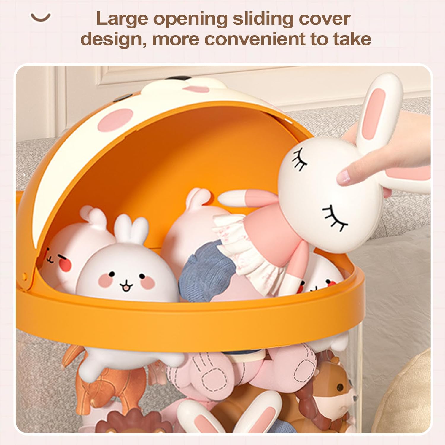 Stuffed Animal Storage Plush Storage Organizer Toy Tube Large Capacity Clear Container with Wheels Stuffy Holder Cute Room Decor for Nursery Bedroom Playroom Home
