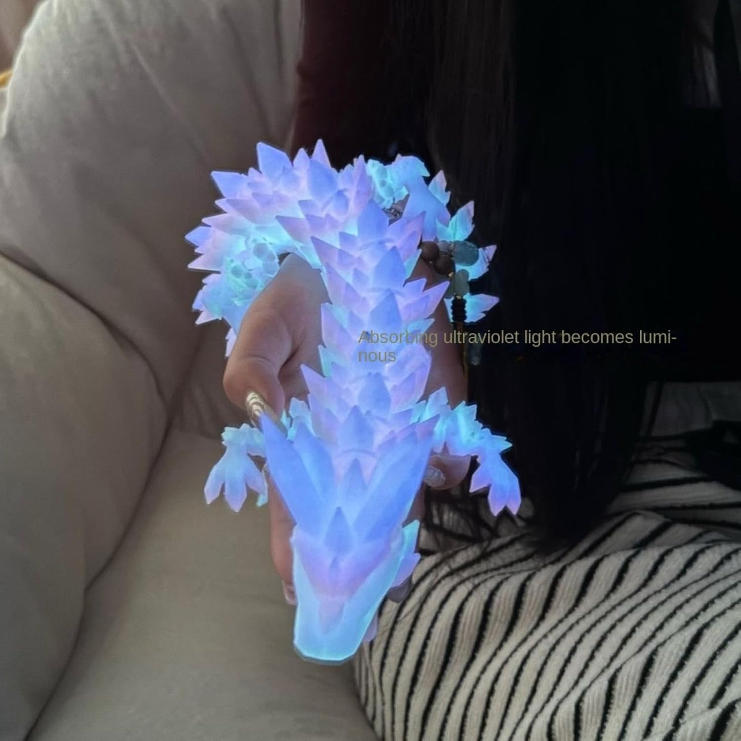3D Printed Glowing Dragon with Movable Wings That Glow in The Dark, a fingertip Toy for Adults with Autism and hyperactivity Disorder