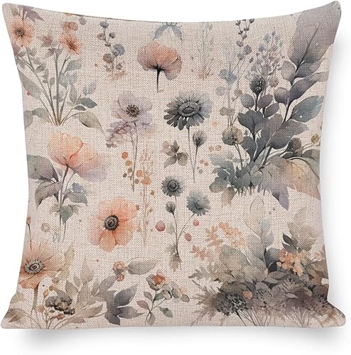 Miniatura 8 de Fundas de cojín cuadradas para exteriores, primavera, verano, margaritas, hojas florales, acuarela, Janne Kahila, floral, estilo gris claro y