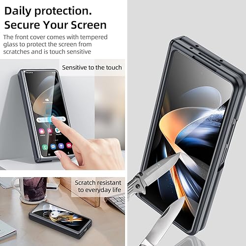 Miniatura 5 de CENMASO - Funda para Samsung Galaxy Z Fold 4, Z Fold 4 con protección de bisagra, protector de pantalla y soporte invisible, funda ultrafina a