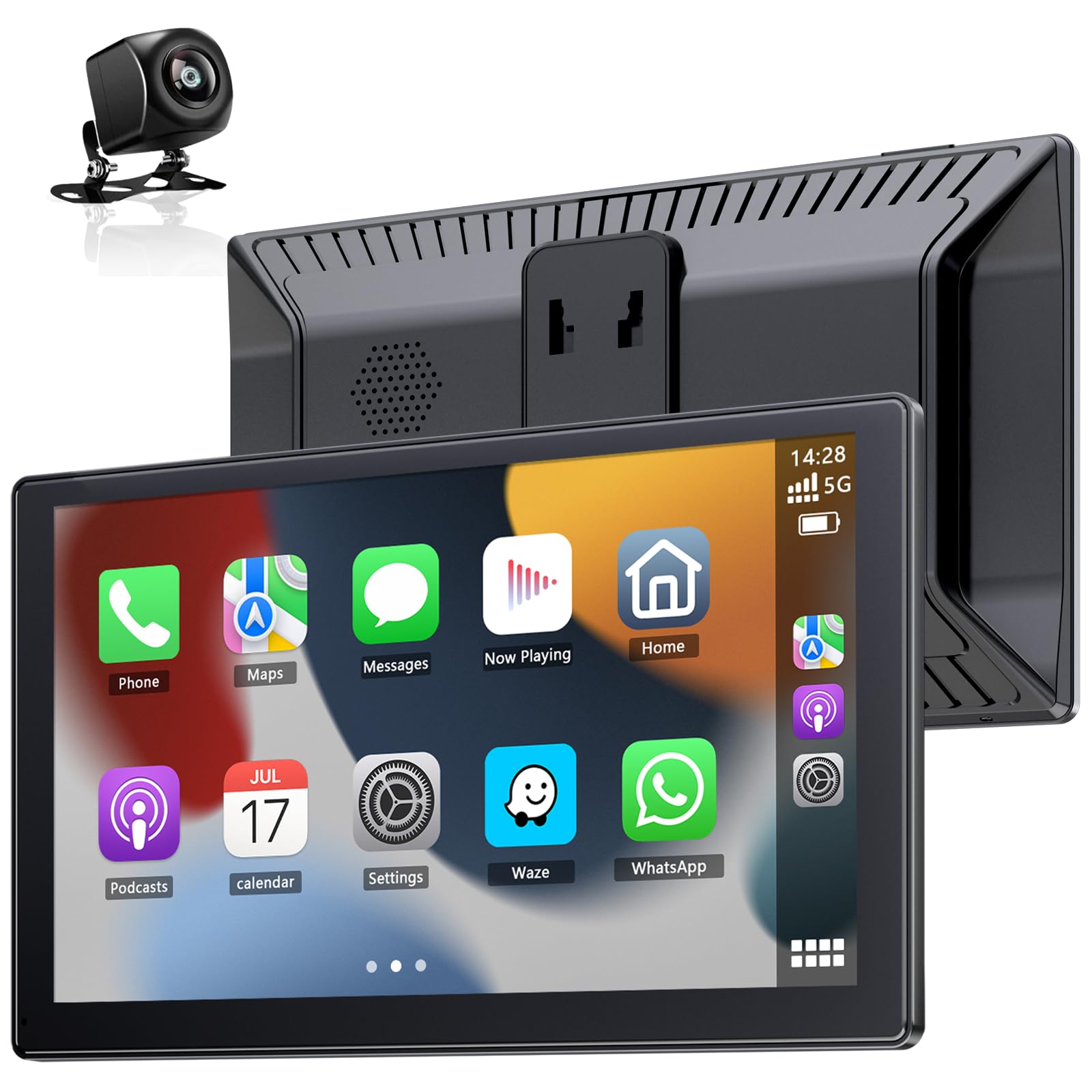 Carplay Voiture, Écran 9 Pouces Carplay sans Fil pour Voiture avec Navigation GPS et Bluetooth