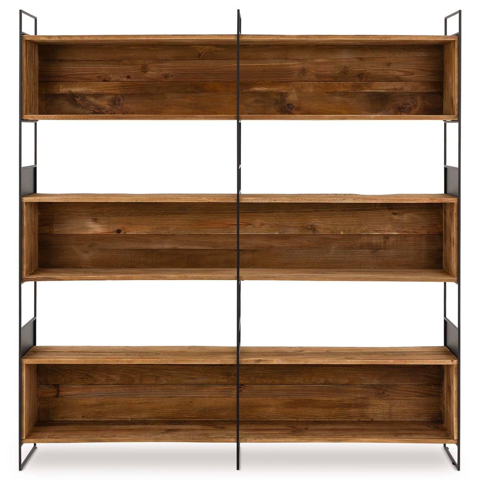 IDIMEX Regal AMAGI 180x190 cm aus recyceltem Massivholz, Natur/Schwarz - Standregal im Industrial Stil, Bücherregal aus Kiefernholz und Metall, offenes Regalsystem für Wohnzimmer und Büro