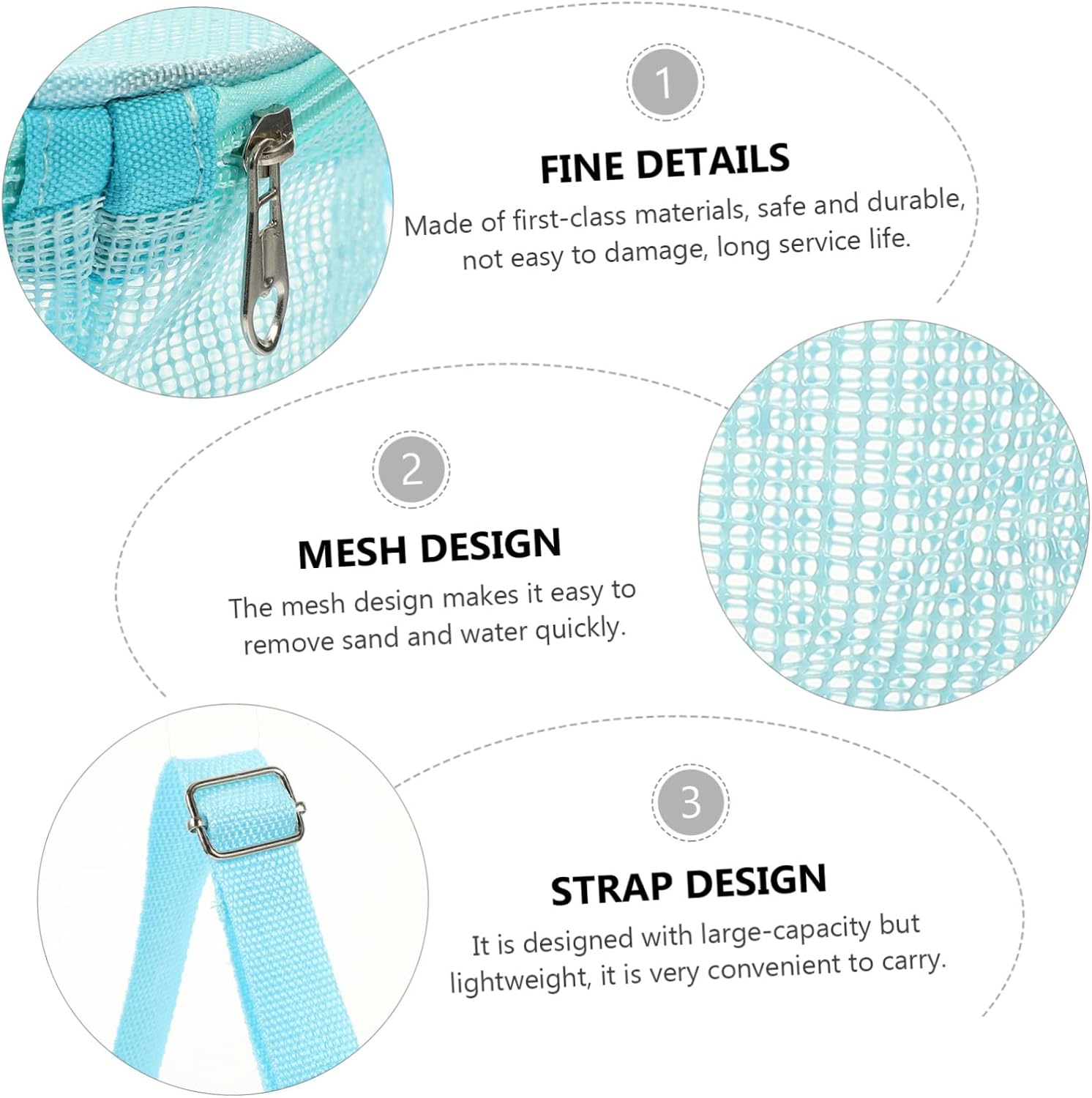 FOMIYES Kids Mesh Beach Bag Portable Shell Storage Bag for Beach Toys Round Sand Collection Pouch for Boys and Girls Lightweight and Sturdy Design