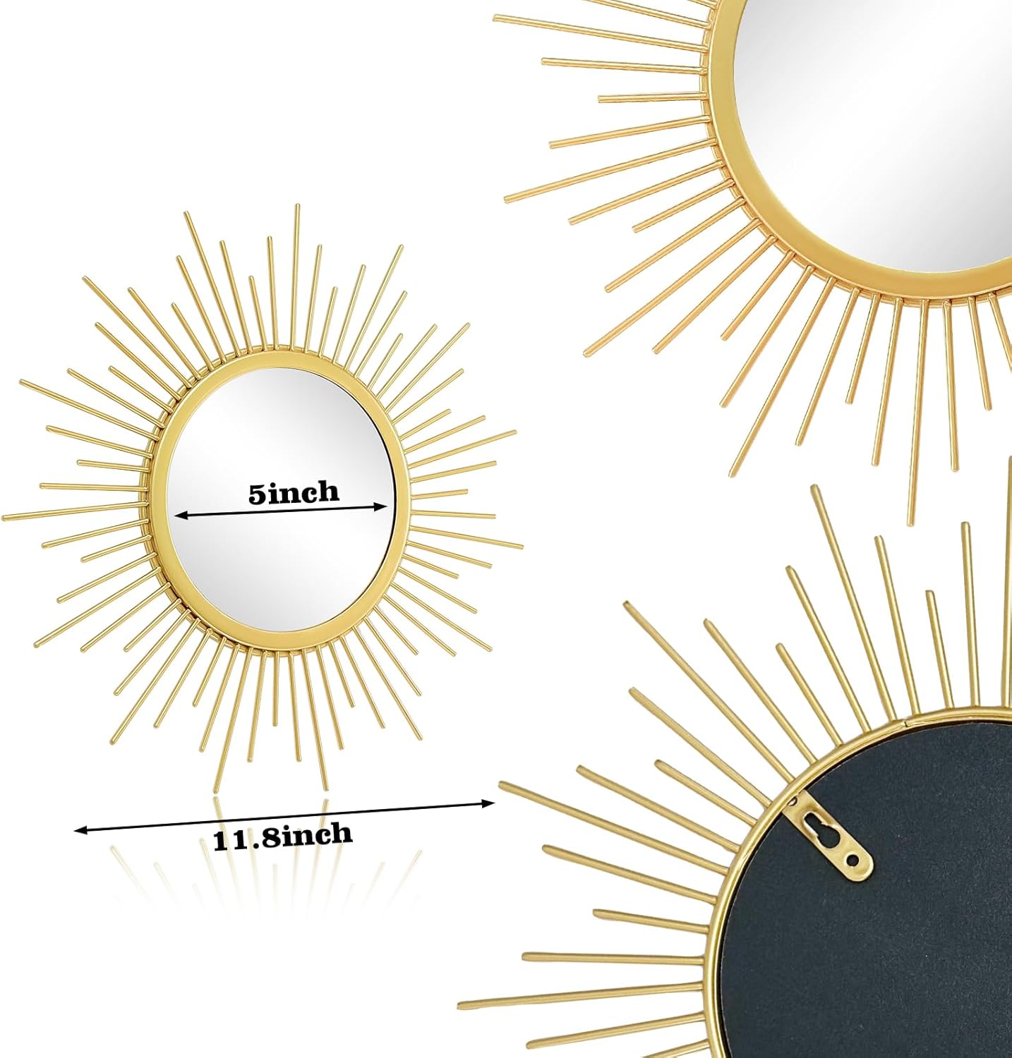 Cityelf 3 Set Gold Sunburst Mirrors for Wall Decorative Metal Mirrors Small Mirror Sets Decor Hanging Mirror Wall Sculpture for Bedroom Living Room Entryway Sunburst- Gold 12 inch image 2 of 7 B09M3T7ZYN