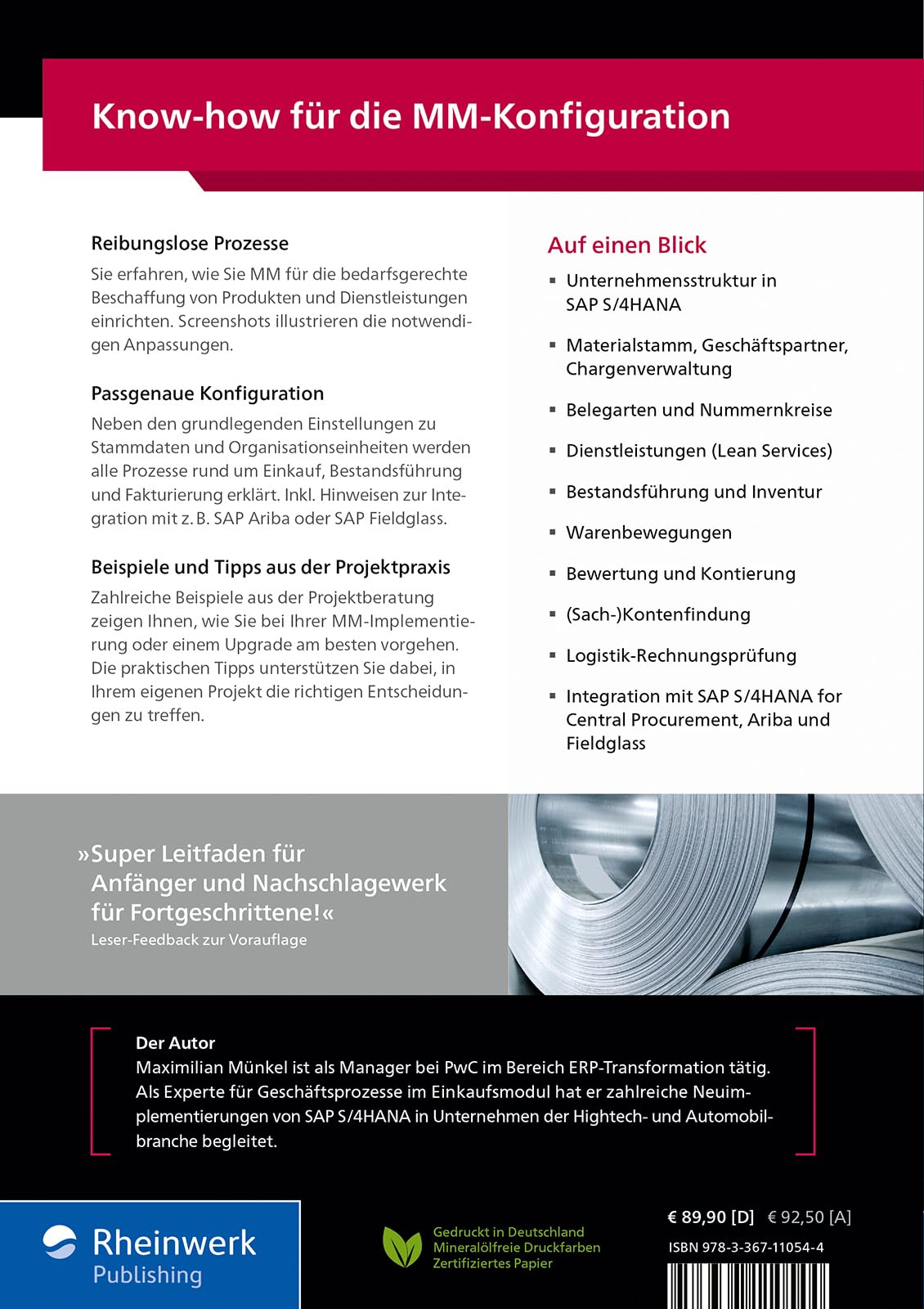Materialwirtschaft mit SAP S/4HANA – Customizing: Praxiserprobtes Know-how für Ihre MM-Konfiguration (SAP PRESS)