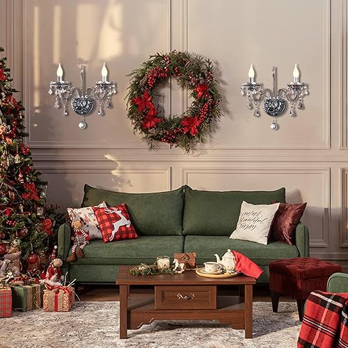 Miniatura 2 de Apliques de pared de cristal gris retro, elegante juego de 2 lámparas de pared de cristal, estilo europeo, se adapta perfectamente a interiores y