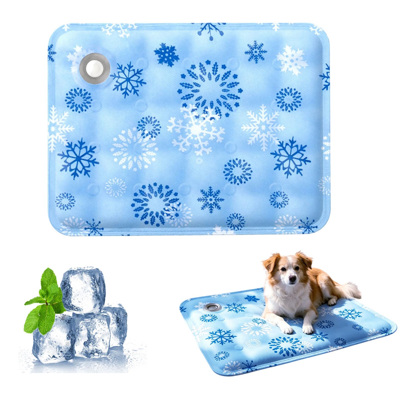 Pet Cooling Mat for Dogs & Cats, 50 * 60cm Large, Non Slip Portable Reusable Washable Ice Silk Cool Pad, Cute Printed Soft Breathable Summer Heat Relief Bed Mat for Indoor Outdoor Car Use