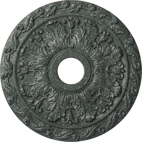 Vista 96 de Ekena Millwork CM19SP Medallón de techo de hojas de resorte, 19 7/8 "OD x 3 5/8" ID x 1 1/4 "P, imprimado en fábrica Imprimación de fábrica.