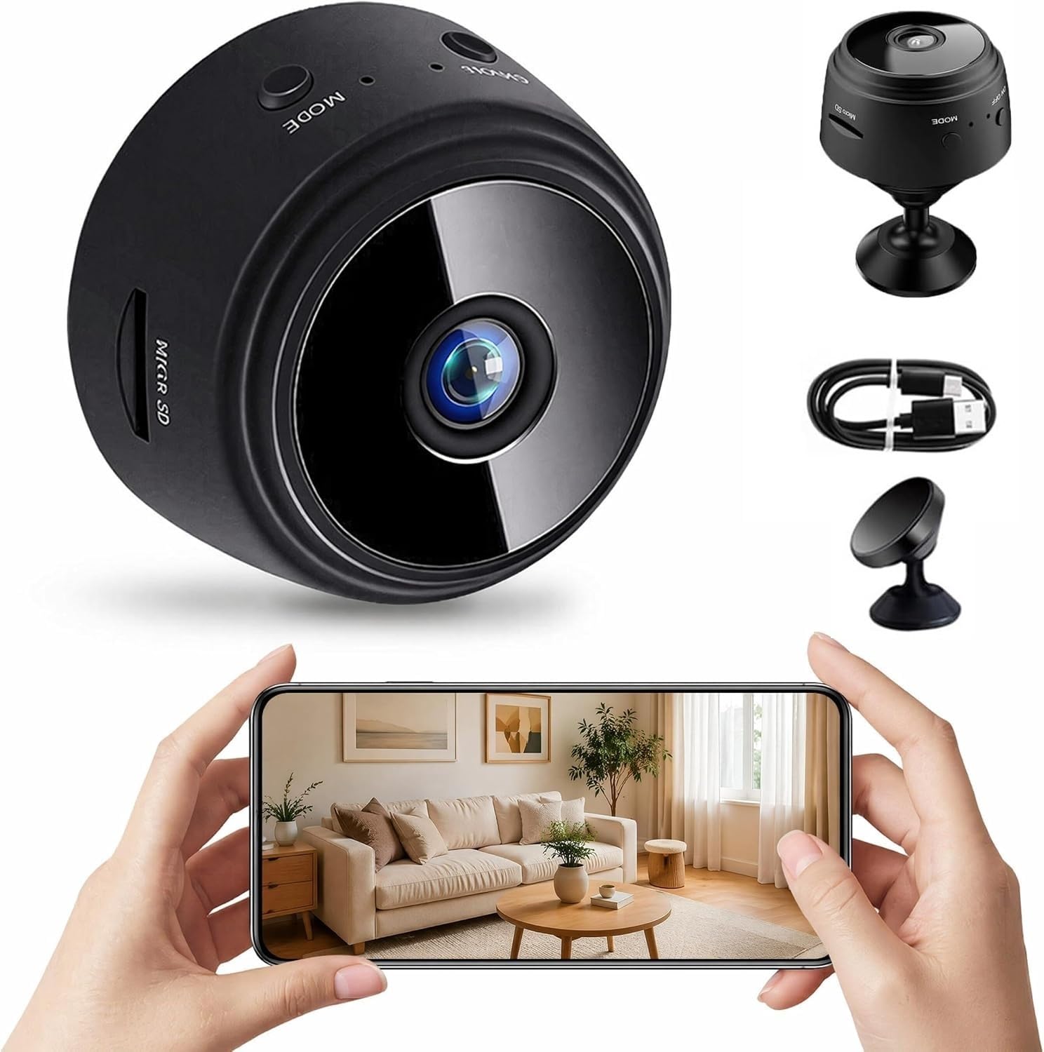 Clefairy Mini Security Camera, 1080P HD WiFi Wireless Small Magnetic Camera with APP and Built in Battery for Home, Office, Car, Baby, Pet-image-41