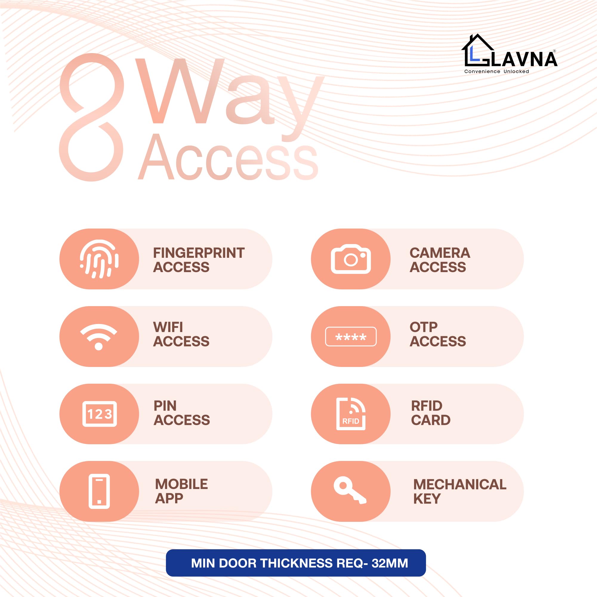LAVNA Secure X Smart Door Lock + Doorbell Combo with 8 Way Access (Fingerprint, WiFi..) || HD Video Call with 2-Way Talk, Lock N Bell Integration, Live View/Recording, PIR Sensor, IP65, Chime 1