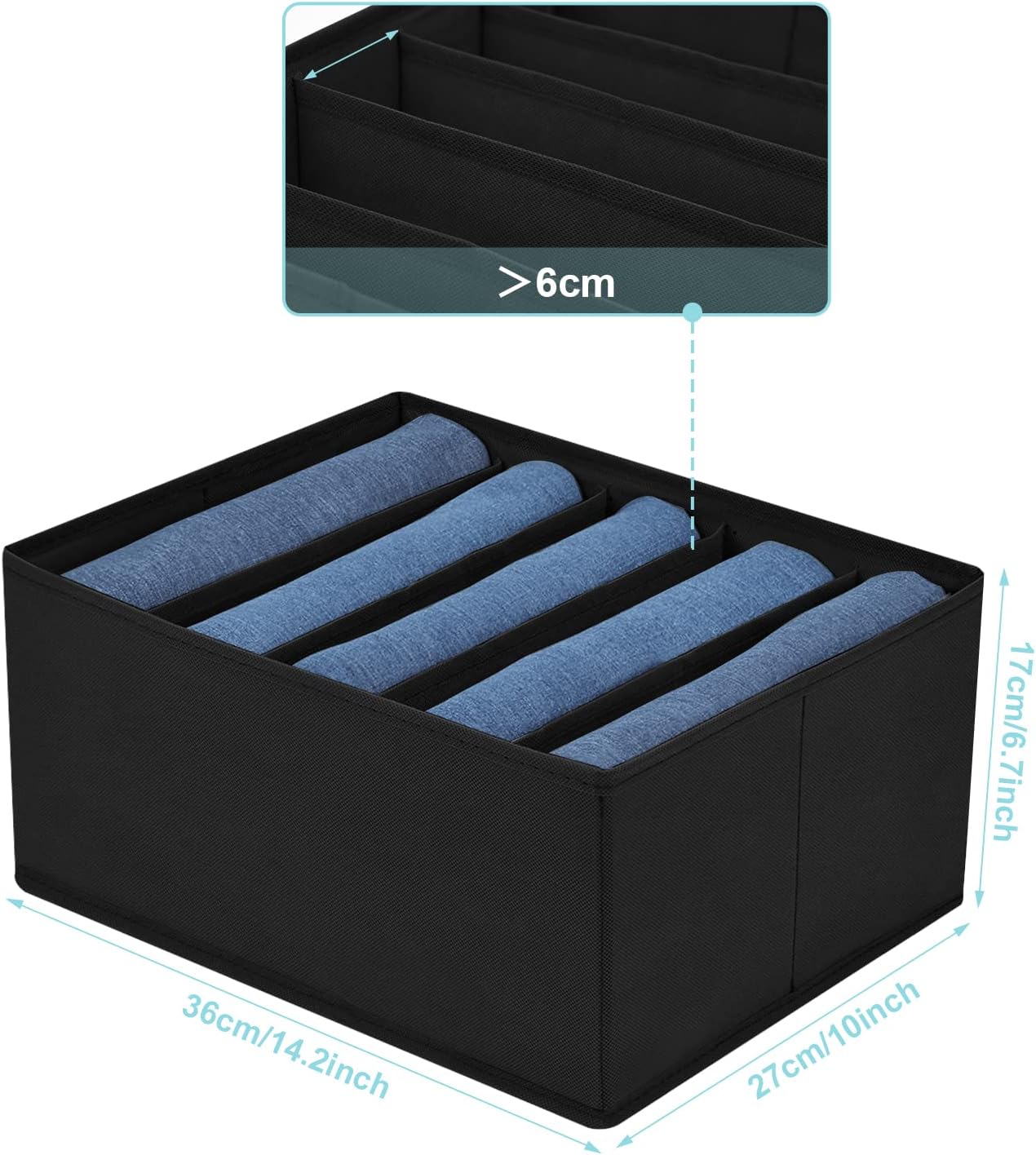 DIMJ Wardrobe Clothes Drawer Organizer for Folded Clothes, Fabric Dress, Clothing, Closet Organizers and Storage Bins for Jeans, Sweater, 2 Packs, Blended