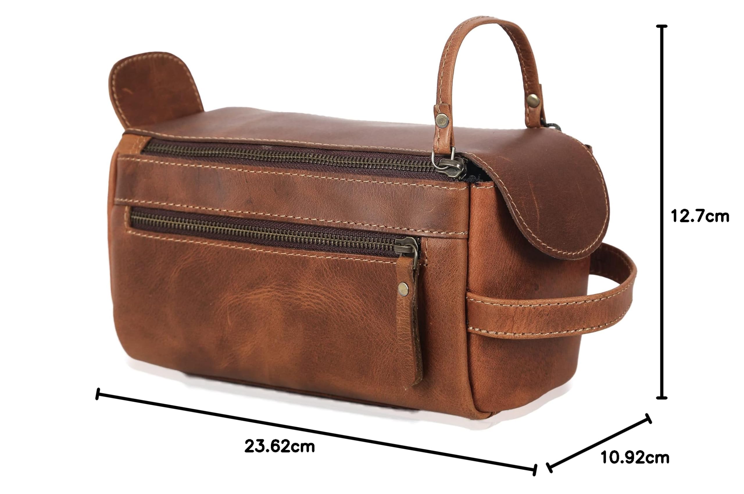 KomalC Neceser de piel de búfalo de alta calidad para hombres y mujeres con forro resistente al agua, bolsa de viaje de aseo, bolsa de aseo unisex para artículos de tocador, regalos para hombres y