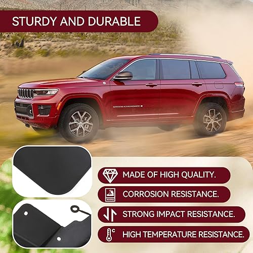 Miniatura 4 de MITZONE Juego de 4 protectores contra salpicaduras compatibles con Jeep Grand Cherokee 2011-2022, juego de 4 piezas delanteras y traseras