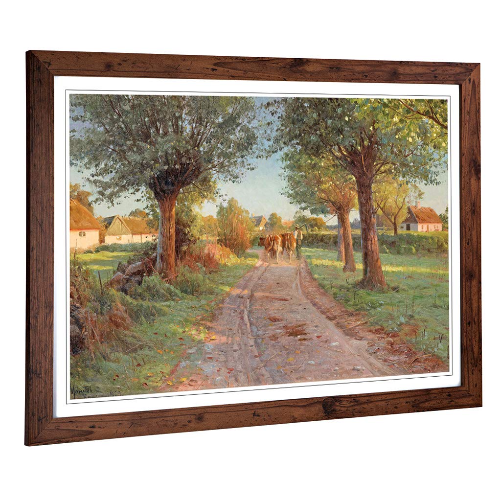 Big Box Art Framed Print of Peder Mork Monstead Farmers Cows Design | Wall Art Picture | Home Decor for Kitchen, Living Room, Bedroom, Hallway, Walnut, A2 / 24.5x18 Inch / 62x45cm
