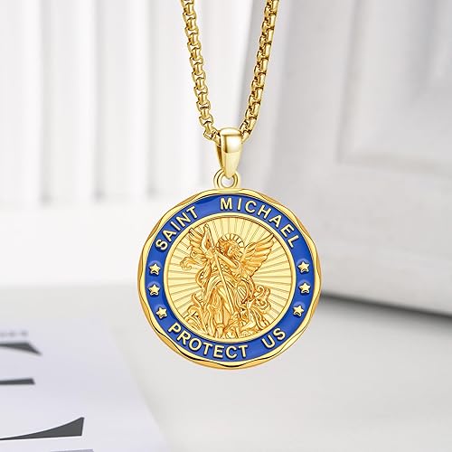 Vista 186 de Collar con colgante de plata de ley 925 con medalla de San Patrón, joyería religiosa para hombres y mujeres, con cadena de acero inoxidable 316L