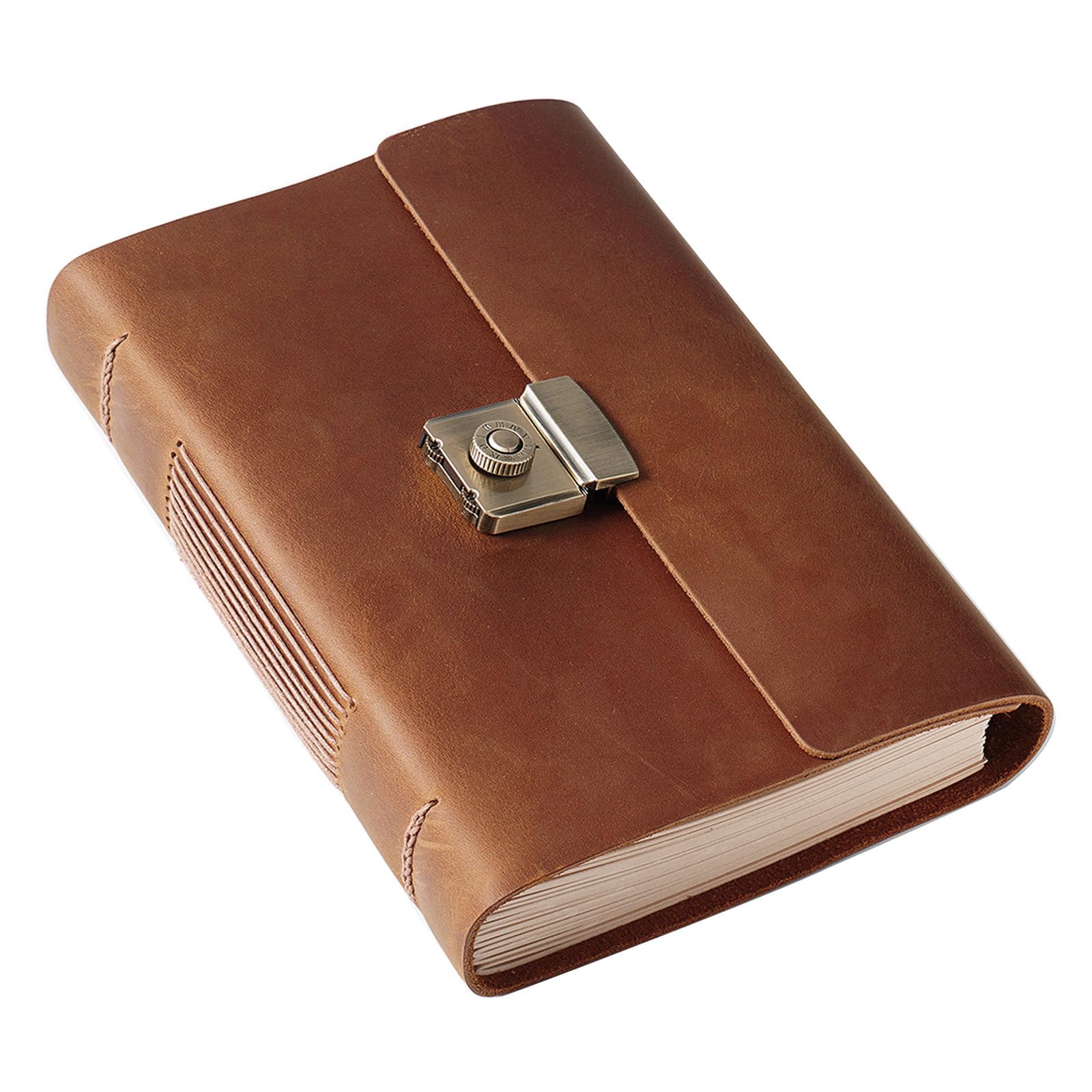Diario di viaggio con blocco password, vuoto, marrone, L