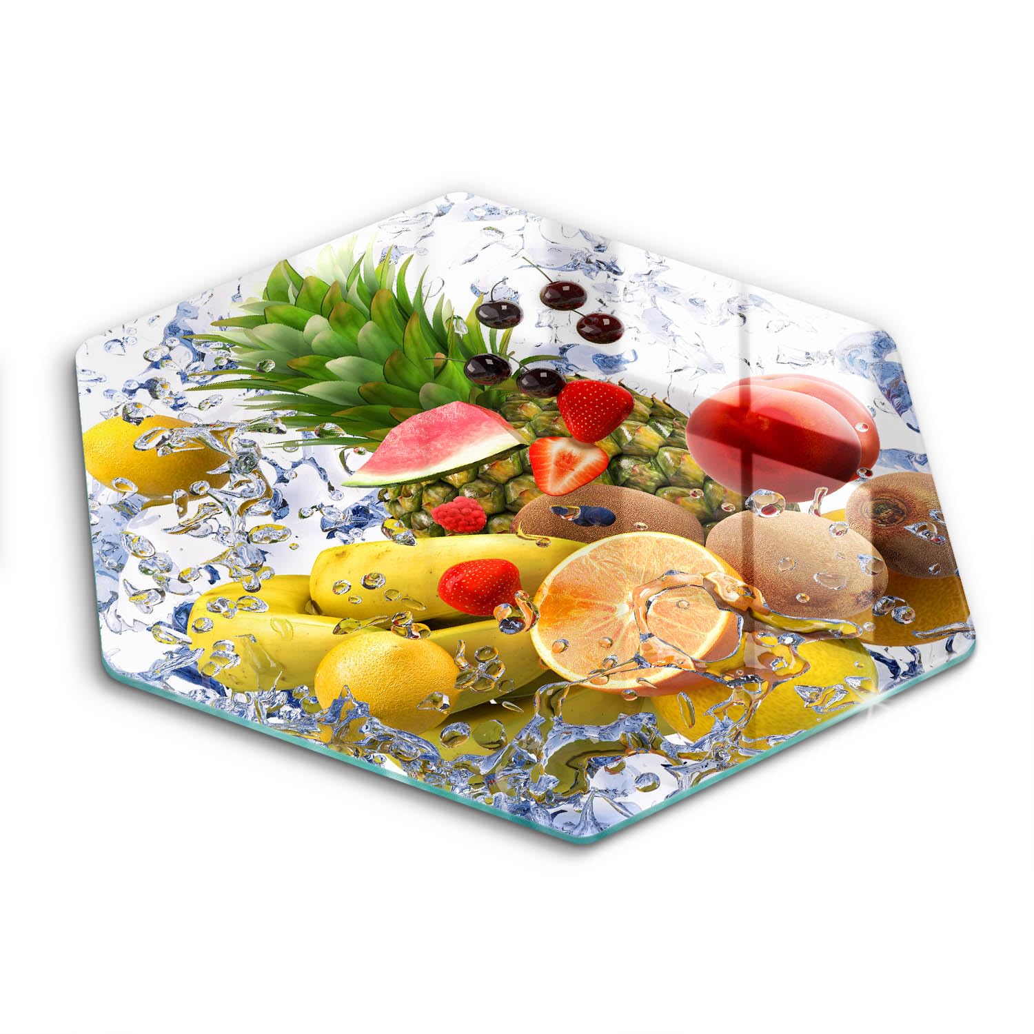 Planche à découper en verre 40cm hectagonale pour un plan de travail moderne