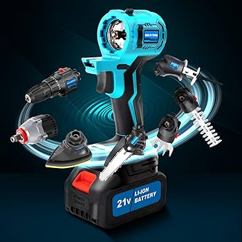 8-in-1 21V Cordless Multi-tool, Power Unit with 2 Variable
