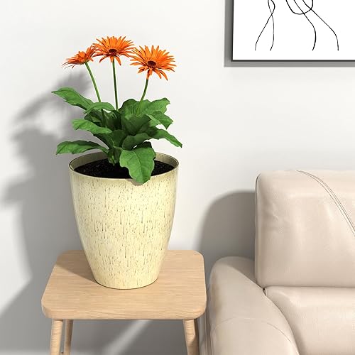 Miniatura 4 de QCQHDU Juego de 2 macetas de 10 pulgadas para plantas de interior y exterior con agujero de drenaje, macetas decorativas modernas para plantas de