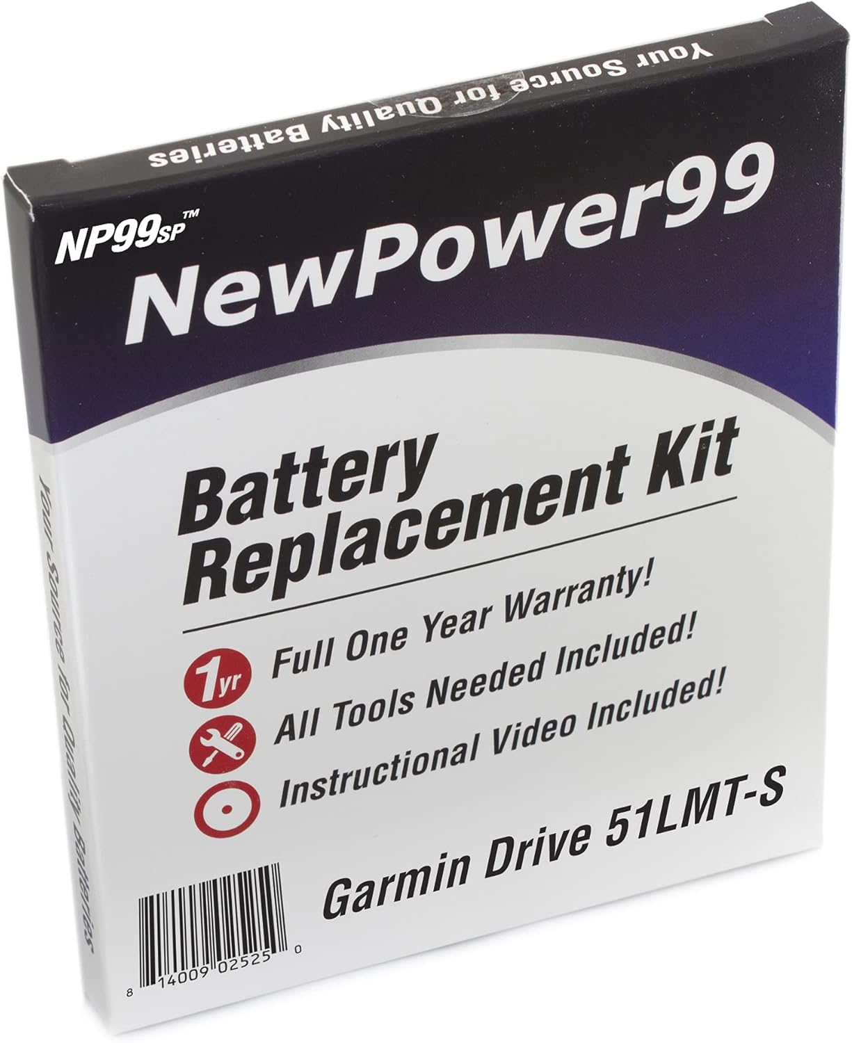 NP99sp NewPower99 Battery Replacement Kit with Battery, Video Instructions and Tools for Garmin Drive 51LMT-S