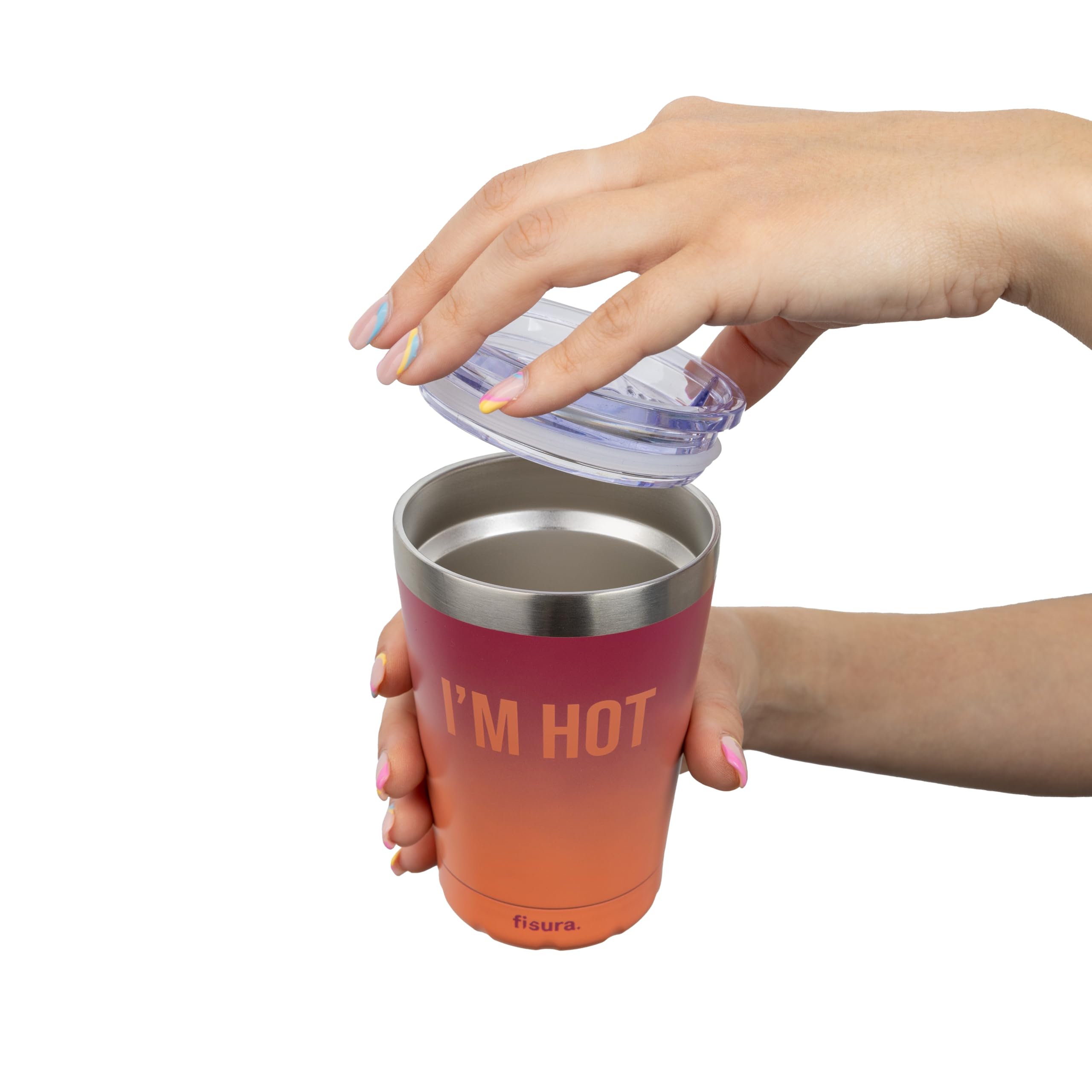 Mug Isotherme 'I'm Hot' 310 Ml - Garde Le Chaud 12h/froid 24h - Design Dégradé Grenat - Fisura.