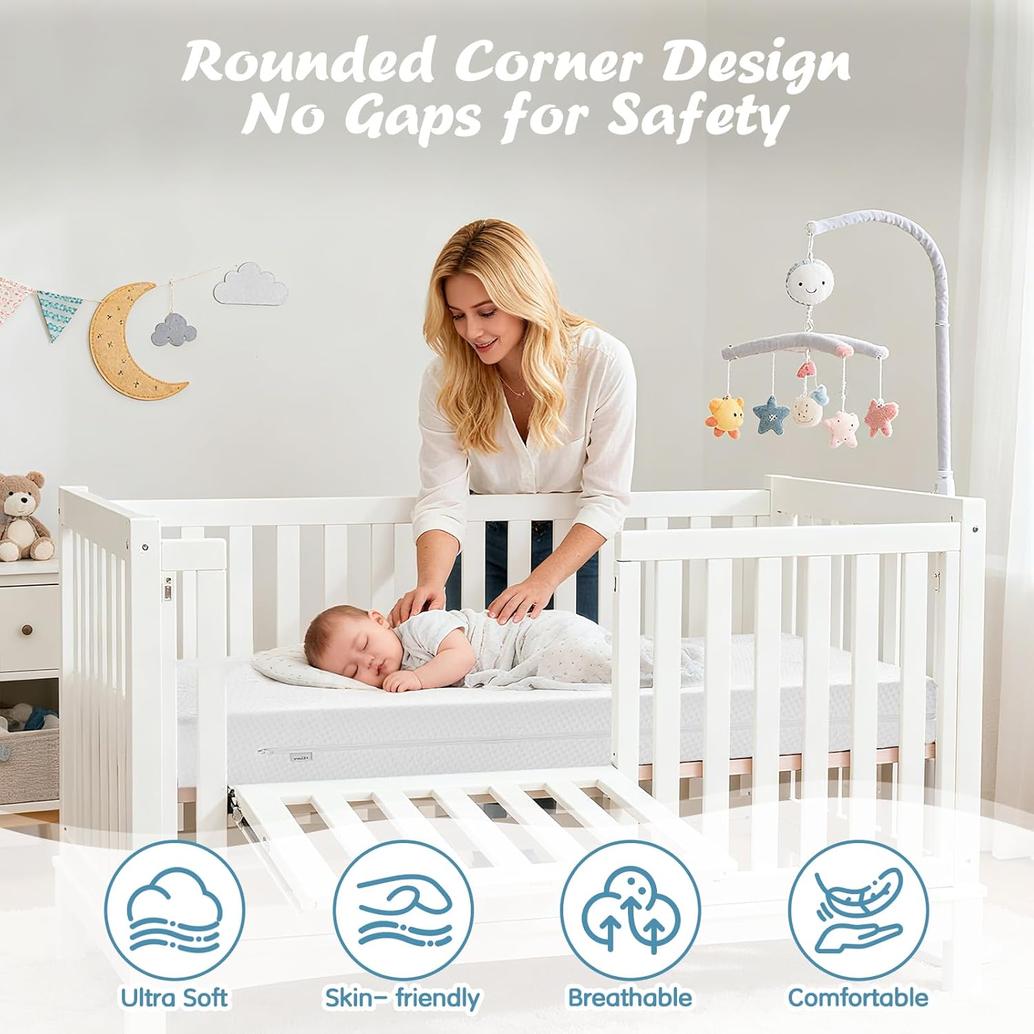 Crib Mattress, Dual Sided Memory Foam Baby Toddler Bed Mattress, 52" x 27.6" x 5.5" Mattresses for Baby Toddler, Fits Standard Cribs&Toddler Beds