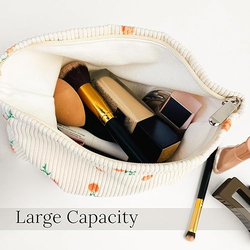 Miniatura 5 de H&R BAG - Bolsa de cosméticos de pana para bolso, bolsa de maquillaje para mujer, neceser de viaje con cremallera, gran capacidad, patrón estético