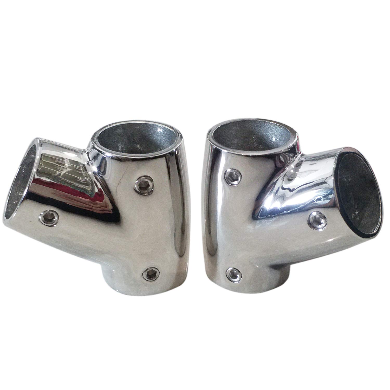 316 Stainless Steel Marine Handrail Tee Fittings - 60 Degree Left & Right Deck Handrail Connectors For 7/8 Inch Tube