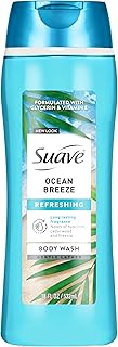 Suave Ocean Breeze 모이스처라이징 바디 워시, 글리세린 및 비타민 E 함유, 부드럽고 매끄러운 피부를 위한 수분 공급 포뮬러, 오래 지속되는 향, 573.2ml(18온스)