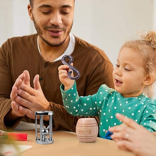 Miniatura 4 de Rompecabezas de rompecabezas de desbloqueo de enclavamiento, juguete de prueba de coeficiente intelectual 3D de madera y metal, rompecabezas de