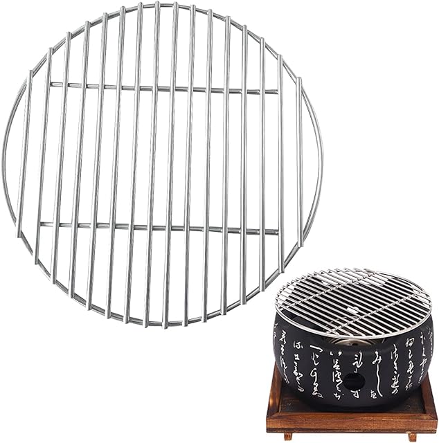 Scoutteemo Charcoal Grate 28cm Tabletop Cooking Grate Stainless Steel BBQ Grill Barbecue Rack Net Round Grid Grate Grill Mesh Replacement BBQ Tools Accessories for Garden Camping Backpacking Picnic