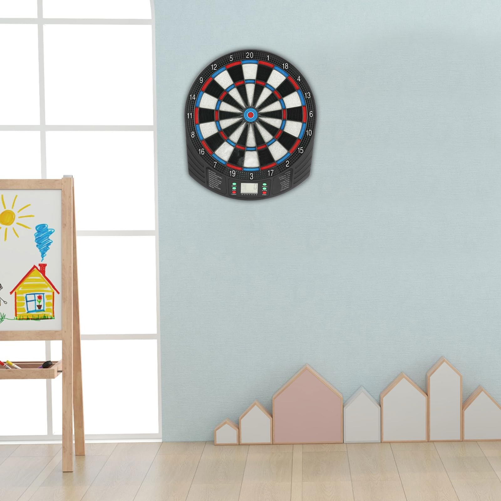 Cible de fléchettes électronique avec écran LCD, alternative à 18 jeux, comptage automatique pour 1 à 8 joueurs, montage mural pour la maison, le bureau