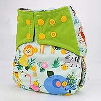 Vista 2 de Pañal de tela de bolsillo para bebé, refuerzos dobles, reutilizable, lavable, 8 lbs-36 lbs (animales del zoológico)