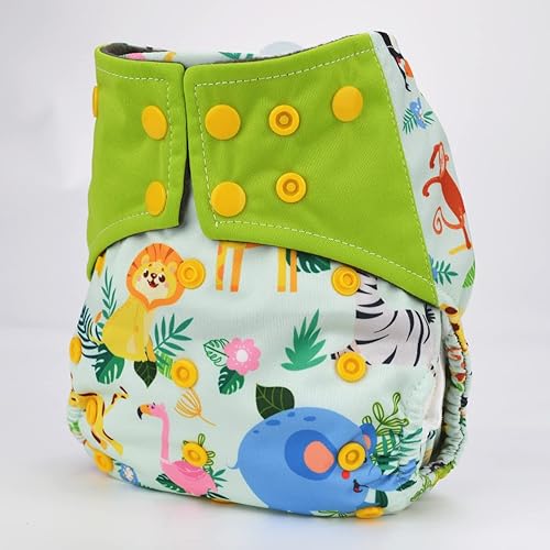 Miniatura 2 de Pañal de tela de bolsillo para bebé, refuerzos dobles, reutilizable, lavable, 8 lbs-36 lbs (animales del zoológico)