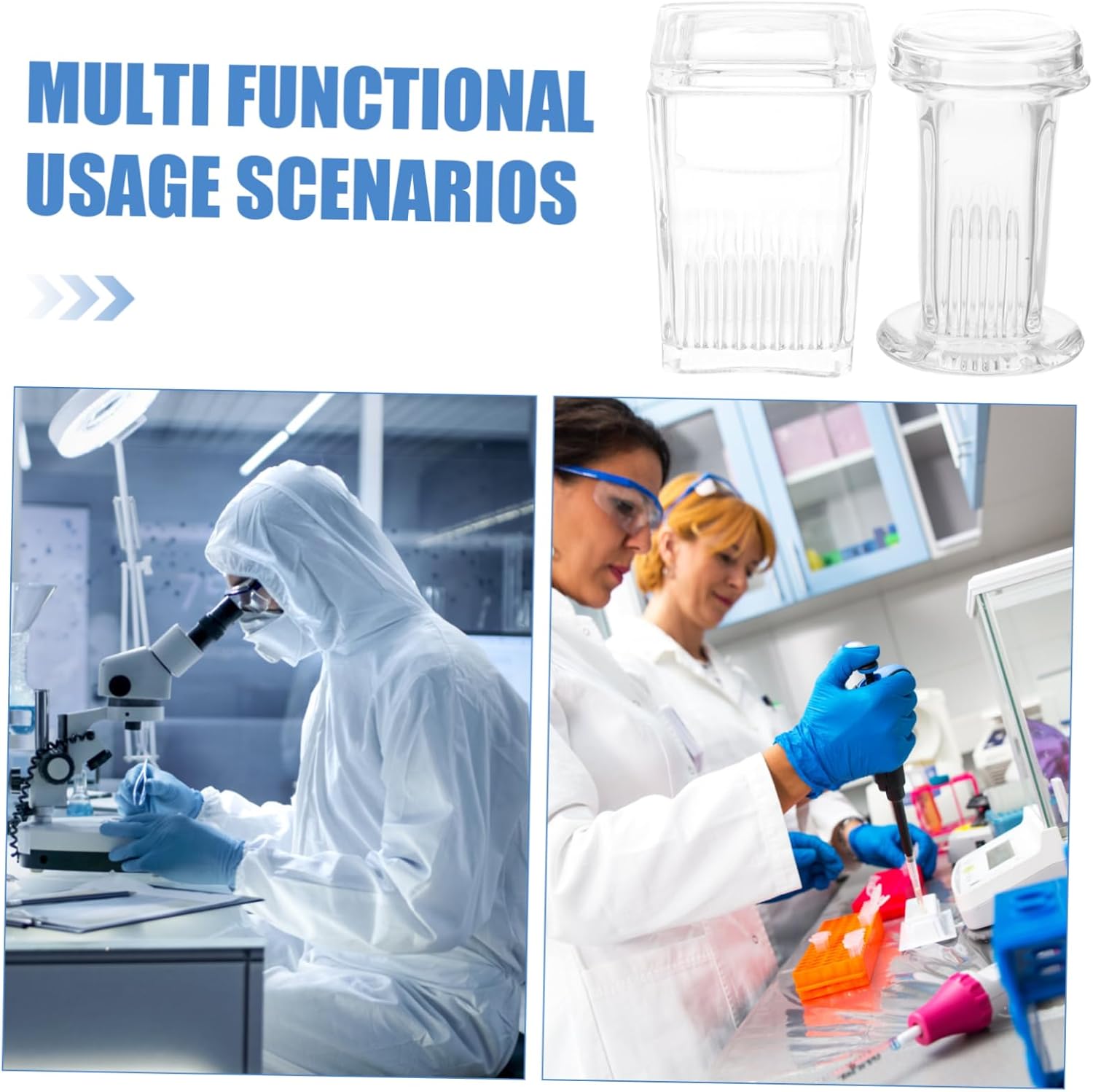 PRETYZOOM 2pcs Laboratory Glass Staining Jar Tanks Slide Slide Jars Microscope Container Secure Stable Versatile