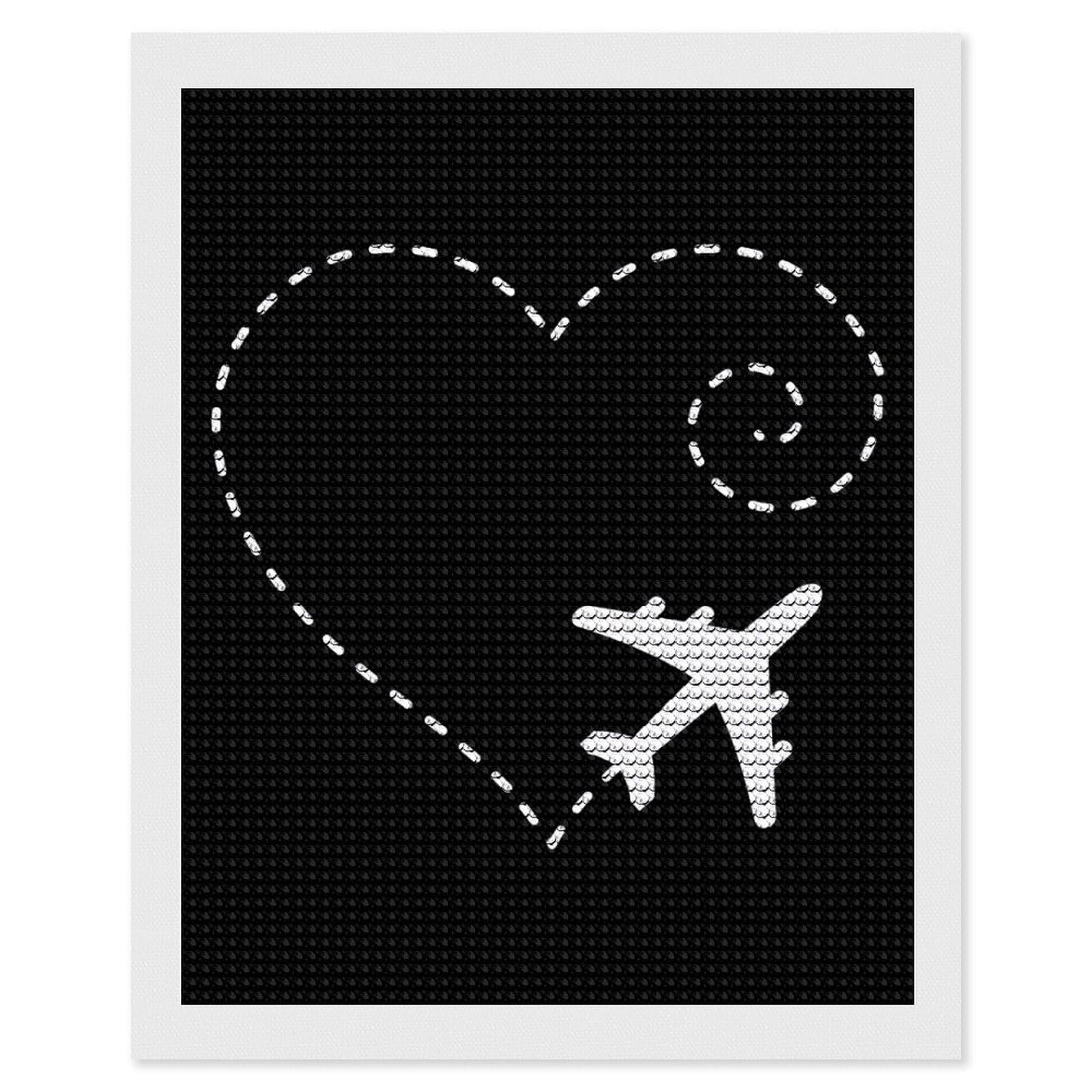 Nclqvjxzkhw Style Airplane Heart Diamond Art Painting For Adult Round Diamonds Pictures Arts Crafts Home Wall Decor 16"X20"